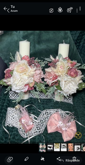 Lumânare botez din ceara naturala, hande made