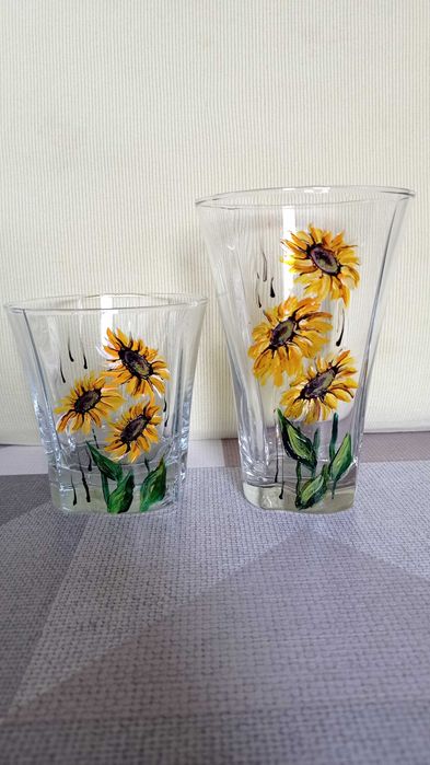 Ръчно рисуван Комплект "Слъчногледи", Макове от 6 части. Ново