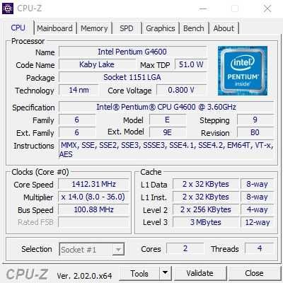Процесор Intel Pentium G4600, 3.60 GHz, сокет 1151 / Kaby Lake