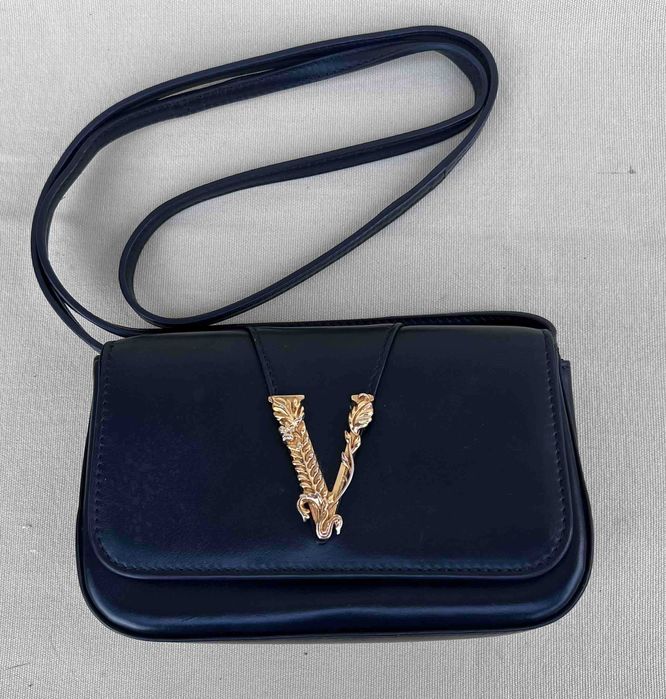 Versace Virtus Superba Geanta Umar Postas Piele Negru Original