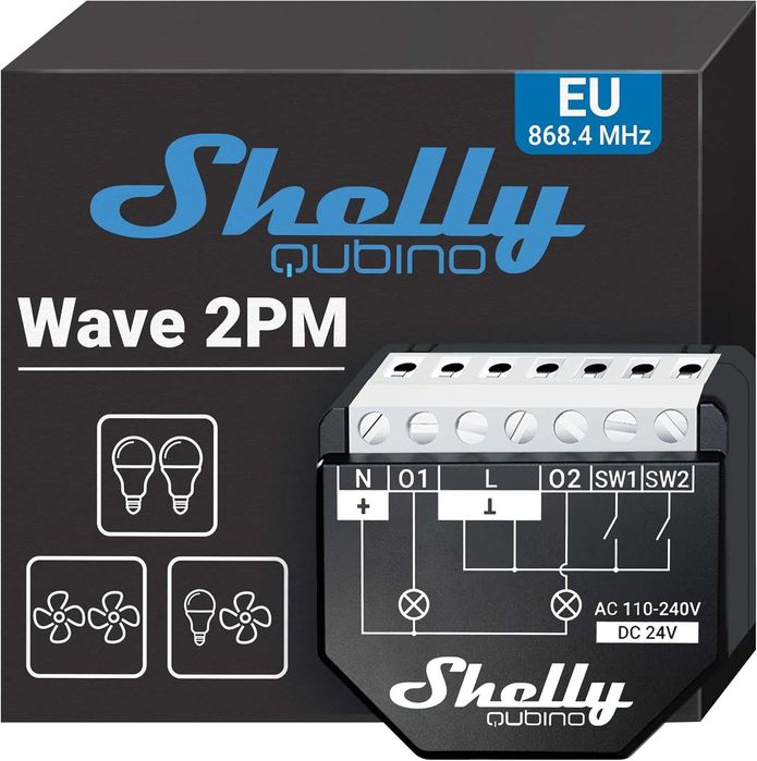 Shelly Wave 2PM | Z-wave Smart Switch Relay | 2 canale 16 A