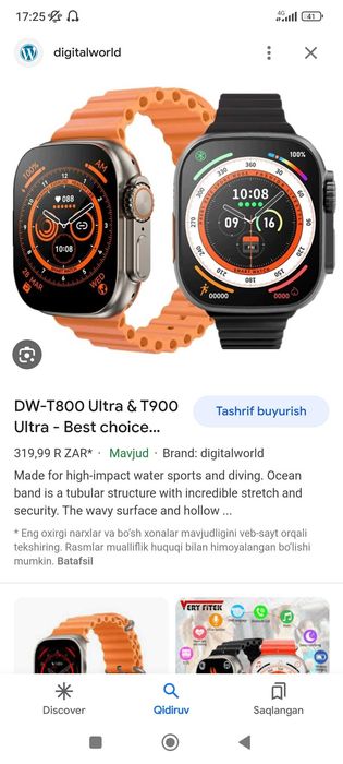 Smar watch t 800 ultra