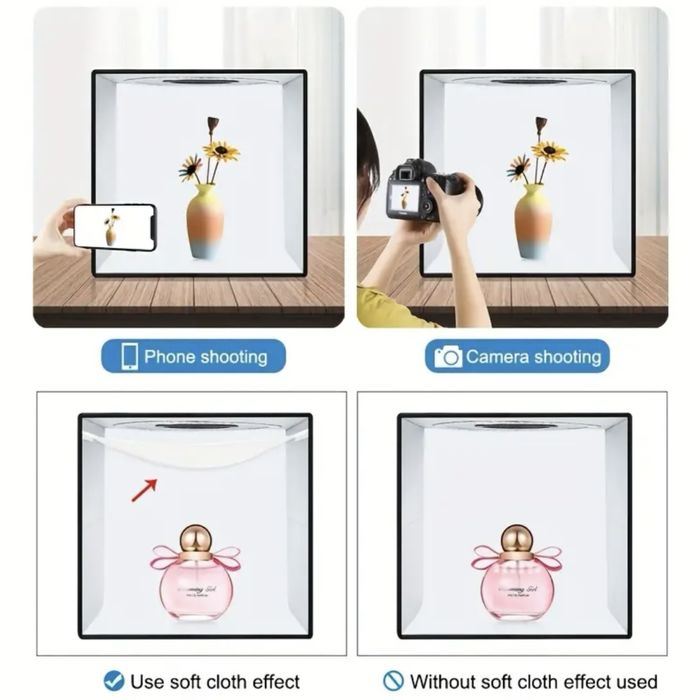 ТОП ПРОДУКТ! Голяма LED кутия за професионални снимки – 40x40x40 см