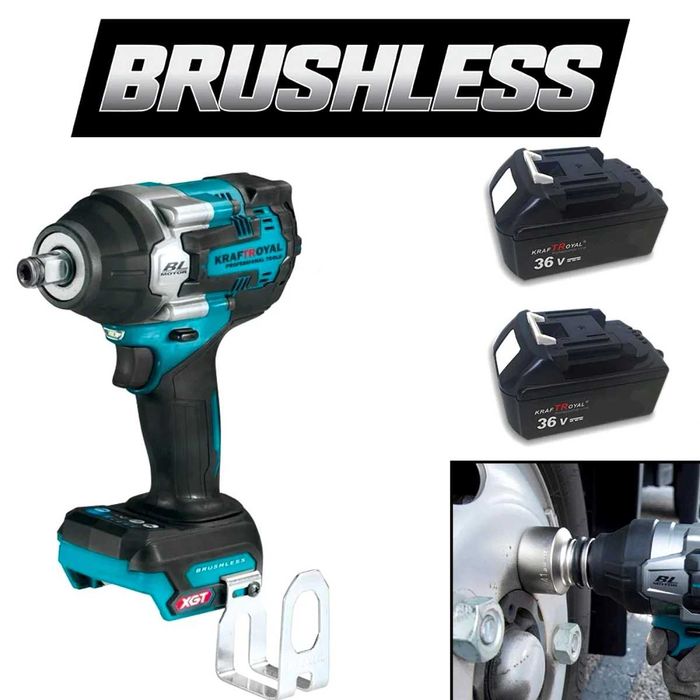 Акумулаторен Гайковерт KRAFTROYAL 36V 10AH + 10 Ударни Вложки 10-24мм