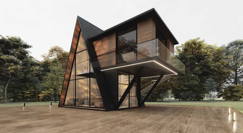 Vand casa modulara tip A frame pe structura metalica sau lemn 9x6m