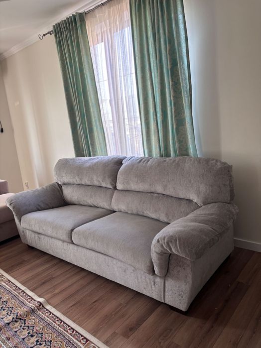 Американский диван серый бархат с матрасом