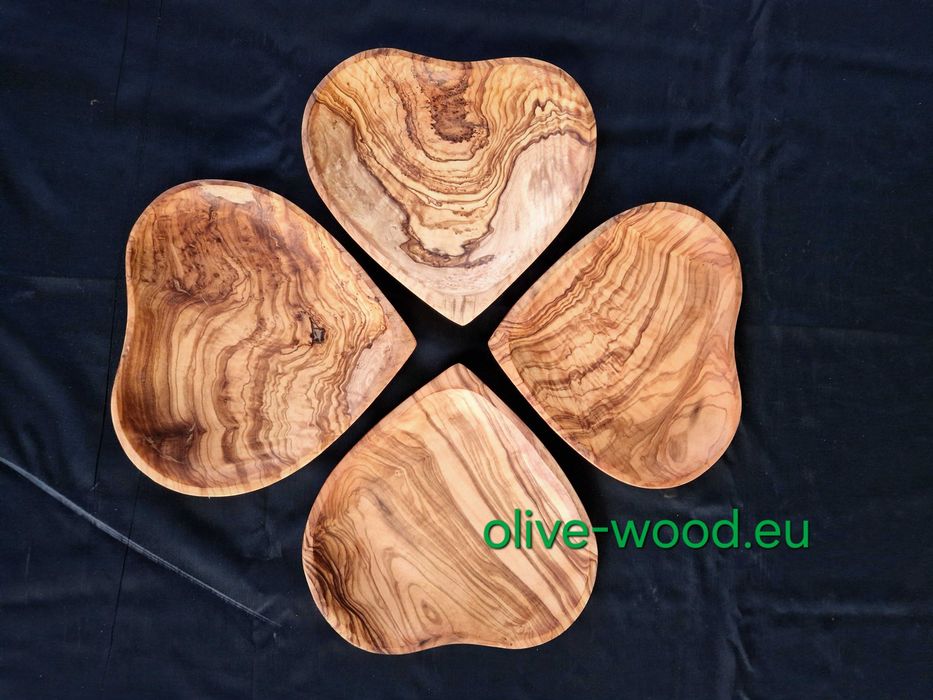 Дървени купи, чинии, чаши, дъски и плата за мезета от маслиново дърво