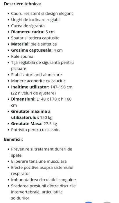Aparat gimnastica pentru coloana vertebrala