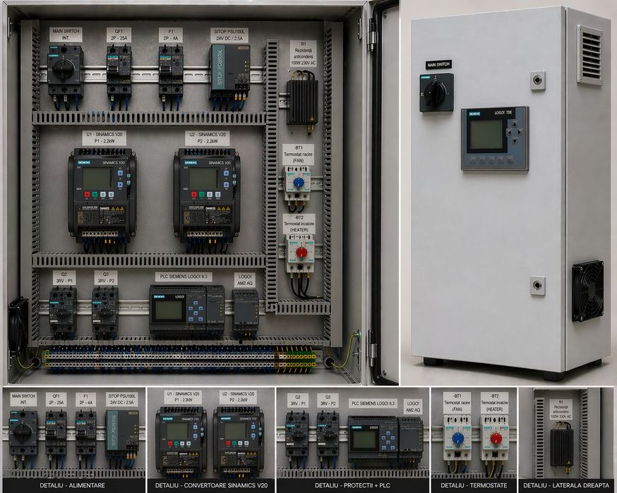 Automatizare pompe / spălătorie auto / instalații industriale – panou PLC Siemens