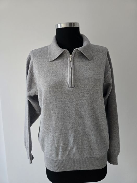 Pulover dama din lana cu fermoar in fata marime 36