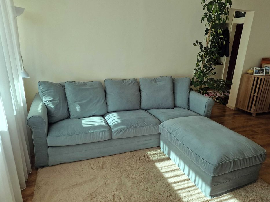 Canapea Gronlid IKEA (3 locuri, verde deschis, taburet)
