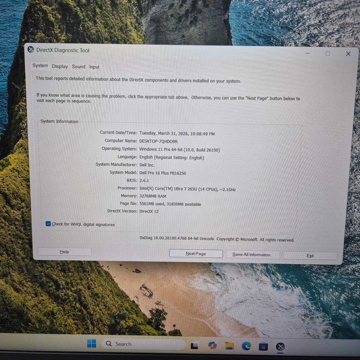 Laptop DELL Pro 16 Plus Ultra 7 265U 32gb 512gb Windows 11 Pro 2025 Zeus Amanet Rahova 34466/67