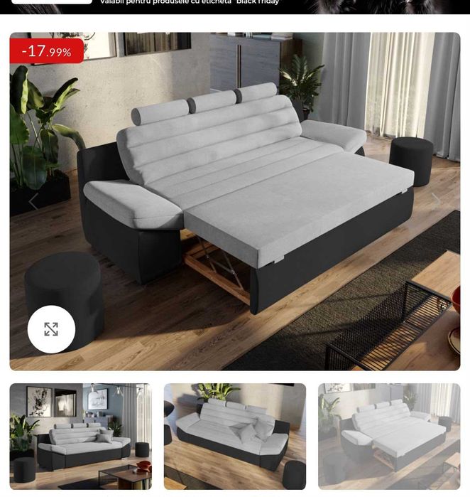 Canapea extensibila 3 locuri (LA LAGUNA).Doar cu ridicare personala!