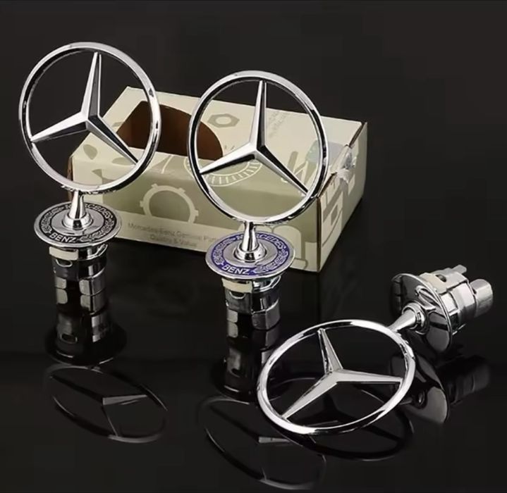 Emblema stema capota fata Mercedes C E S class crom gri negru