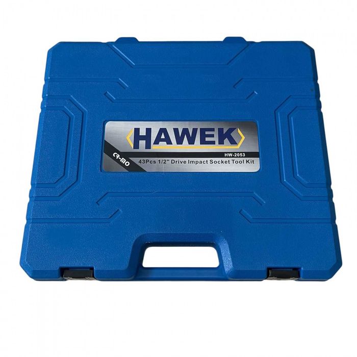 НЕМСКИ Комплект Ударни Вложки И Удължения 43ч 1/2“ HAWEK + ЛЕД ФЕНЕР