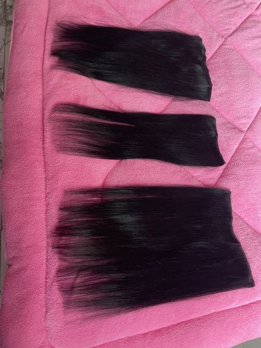 Естествена коса черна 55 см 200 грама