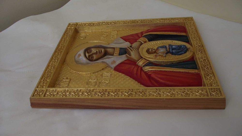 ИКОНА-ИКОНА ДЪРВОРЕЗБА на Дева Мария и Исус Христос