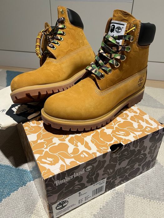 Timberland X BAPE 6-Inch Premium Waterproof Boot Wheat Maro EU 43 NOI