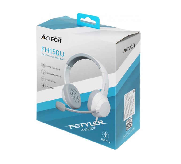 | Наушники с микрофоном A4Tech FH150U White USB