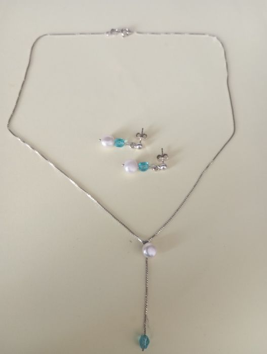 Set cercei și colier argint 925 cu perle naturale