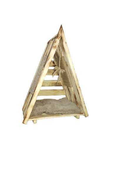 Дървено иглу за куче и коте Легло за котки и кучета