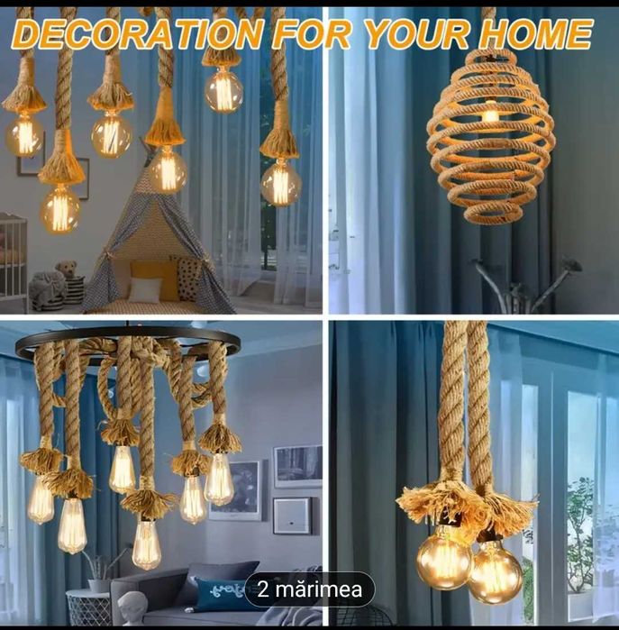 Promotie! Franghie funie canepa, iuta, grosime 18mm, lungime 10 metri