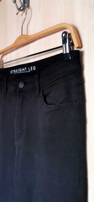 Blugi jeans elastici dama M&S Straight leg negri marime 38 uk10 ca noi