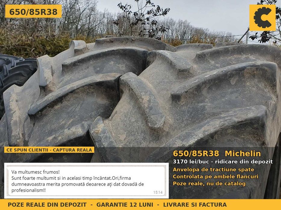 Cauciucuri Anvelope 650/85R38 650/85 R38 24.5R38 650 85 R38 6508538 Michelin Tractor Punte Spate Tractiune SH Second Hand REDUCERE Oferta Pret Bun