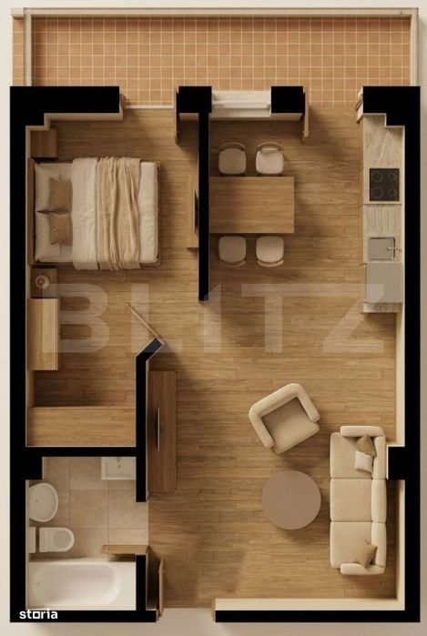 Apartament 2 camere, 43.25 mp, zona Burdujeni