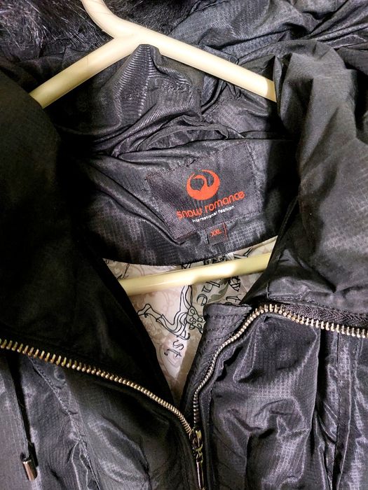 Дамско,дълго яке, с качулка, с естествен  косъм, XL