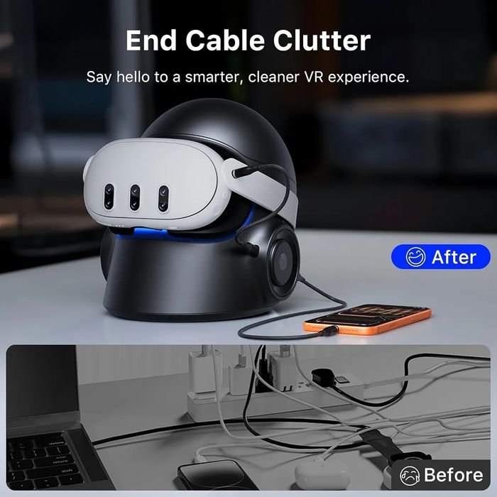 Зарядна станция Aubika VR CyberCore Lite 45W за Meta Quest 3/3S, Vision Pro, Pico