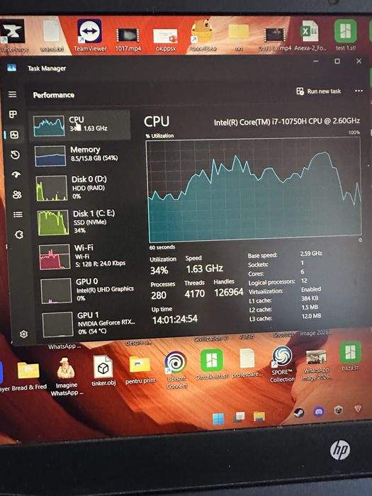 Hp pavillion 15 laptop gaming 16gb RAM i7 11 generatie rtx 2060ti 6gb si 2 tb stocare (ssd+hdd)