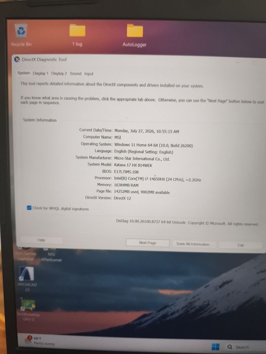Laptop MSI katana
