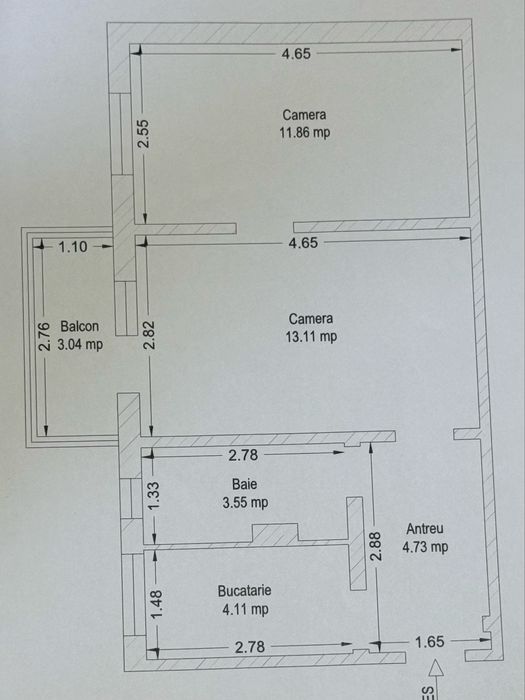 Apartament 2 camere semidecomandat