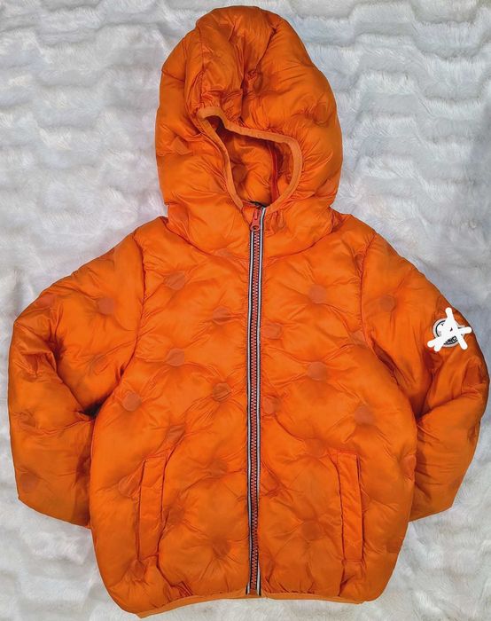 Geacă gluga portocaliu intens unisex puf natural mărime 110cm (4-5 ani)