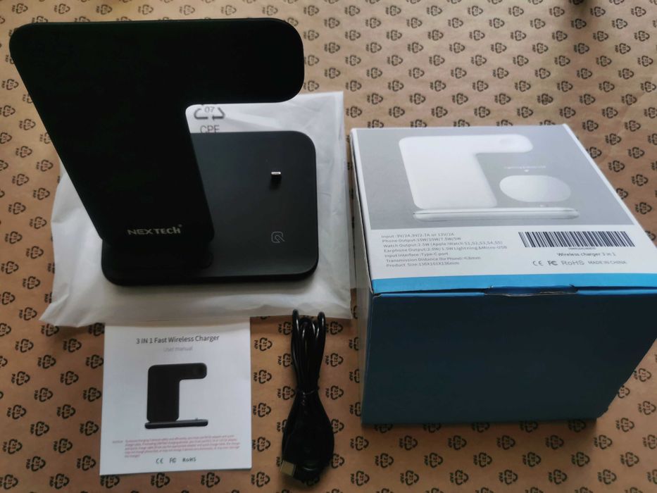 Statie incarcator rapid wireless 15W Nex Tech iPhone Apple Watch