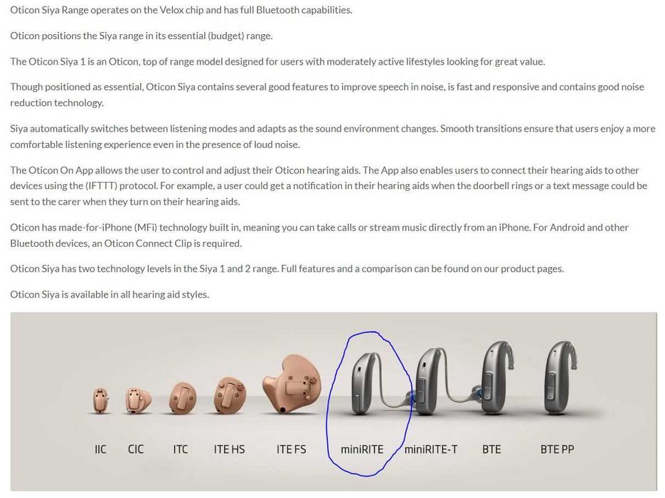 Aparat auditiv Oticon Siya 1 cu baterii 312