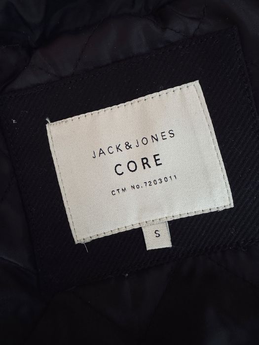 Класическо черно мъжко палто Jack & Jones Core, размер S.