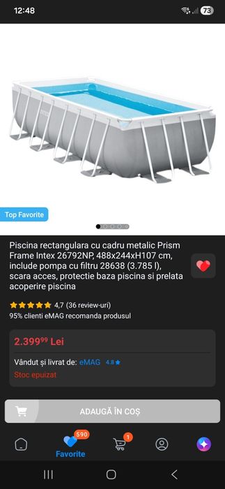 Piscina intex 488x244x107