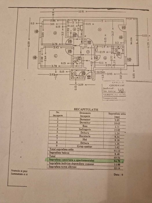 Apartament decomandat cu 3 camere