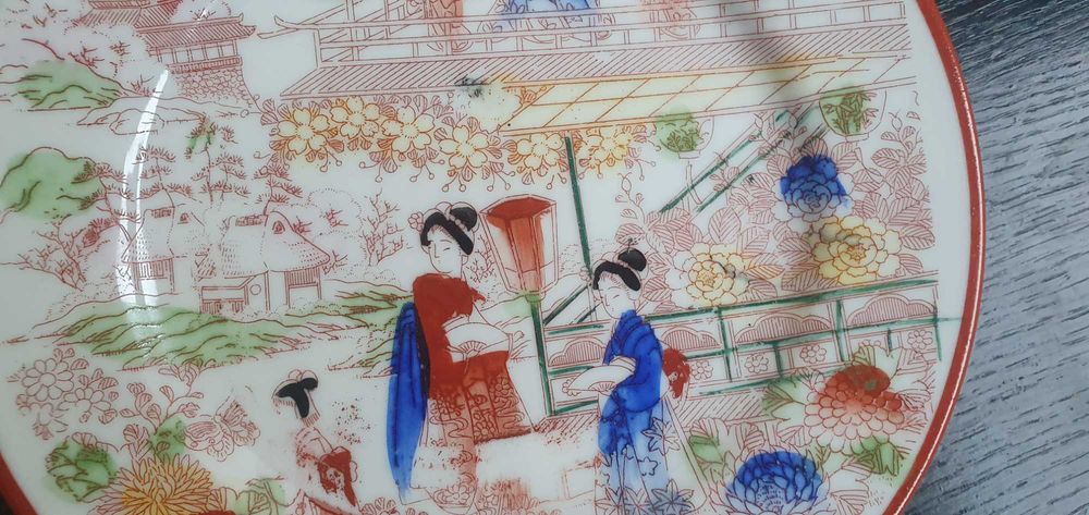 SERVICIU PORTELAN extrem de fin JAPONIA, set 5 farfurii japoneze