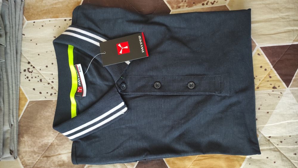 Тениска с Яка PAYPER тъмно синя/сива