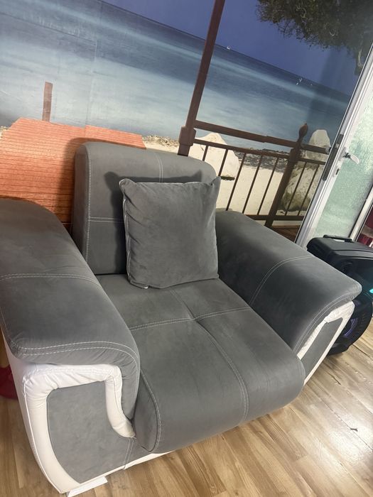 Фотьойл + клик-клак механизъм , сив + бяла кожа принцес II