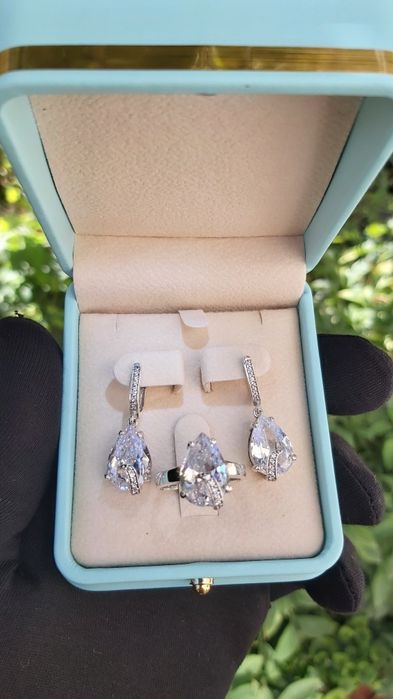 Kumush uzuk zirak sepochka Комплект кольца серги кулон цепочка серебро