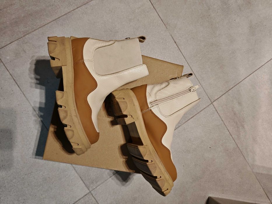 Кожени боти Steve Madden- Merylin, Бежов, Крем, 32 EU естествена кожа