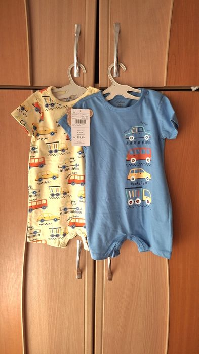 Set de două salopete vară băiețel 80 86 noi cu etichetă