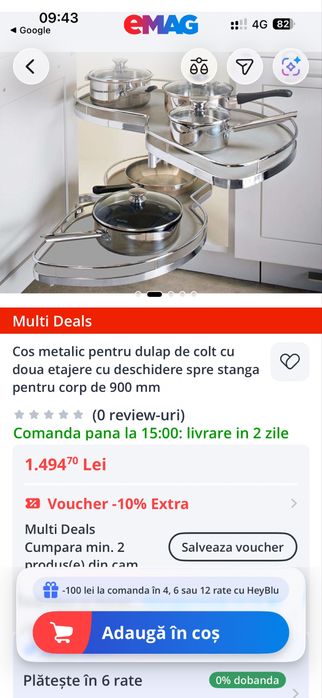 Suport metalic pentru bucătărie pe colț