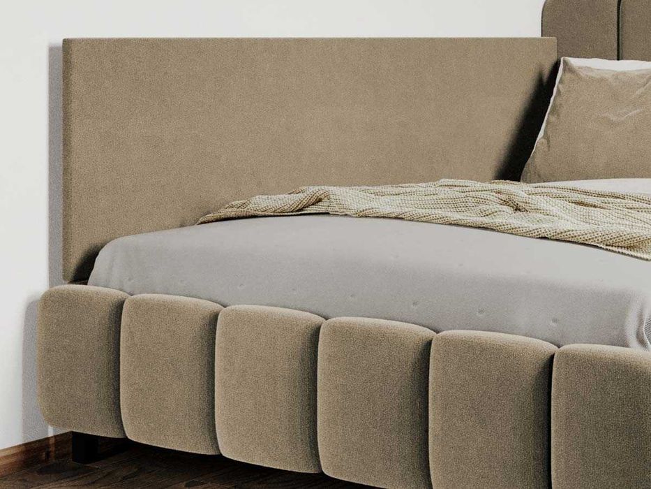 Pat Tapitat de colt Bari Bej Velluto 3 cu somiera fixa