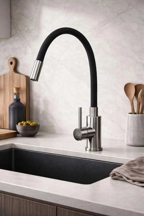 Stellum STM-501 Смеситель для кухни с гибким изливом BLACK