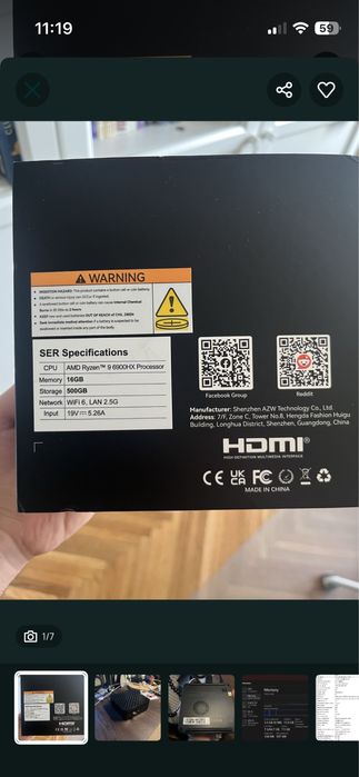 Minipc SER 6 96Gb RAM